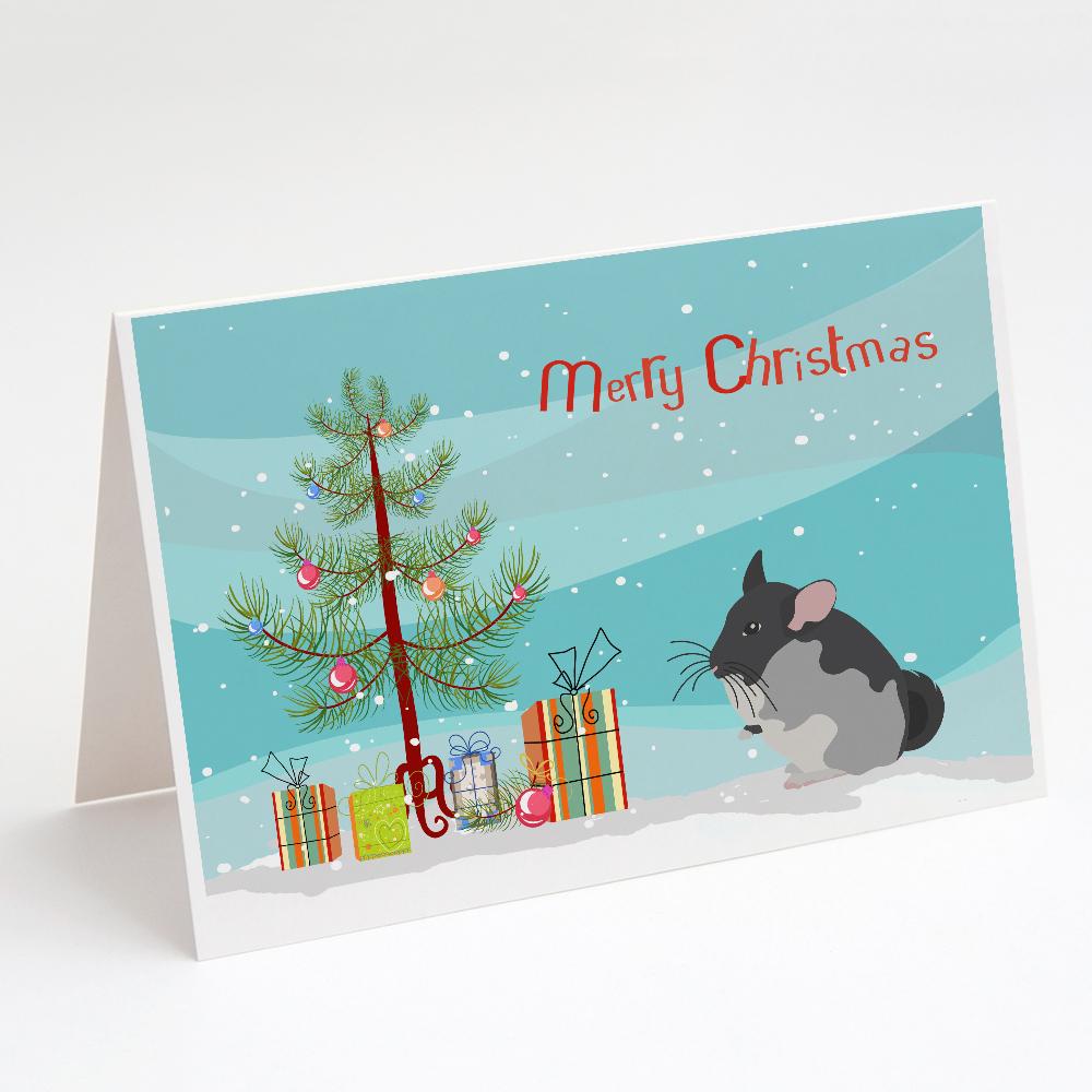 Black Velvet Chinchilla Merry Christmas Greeting Cards Pack of 8 Blank Cards with Envelopes Whimsical A7 Size 5x7