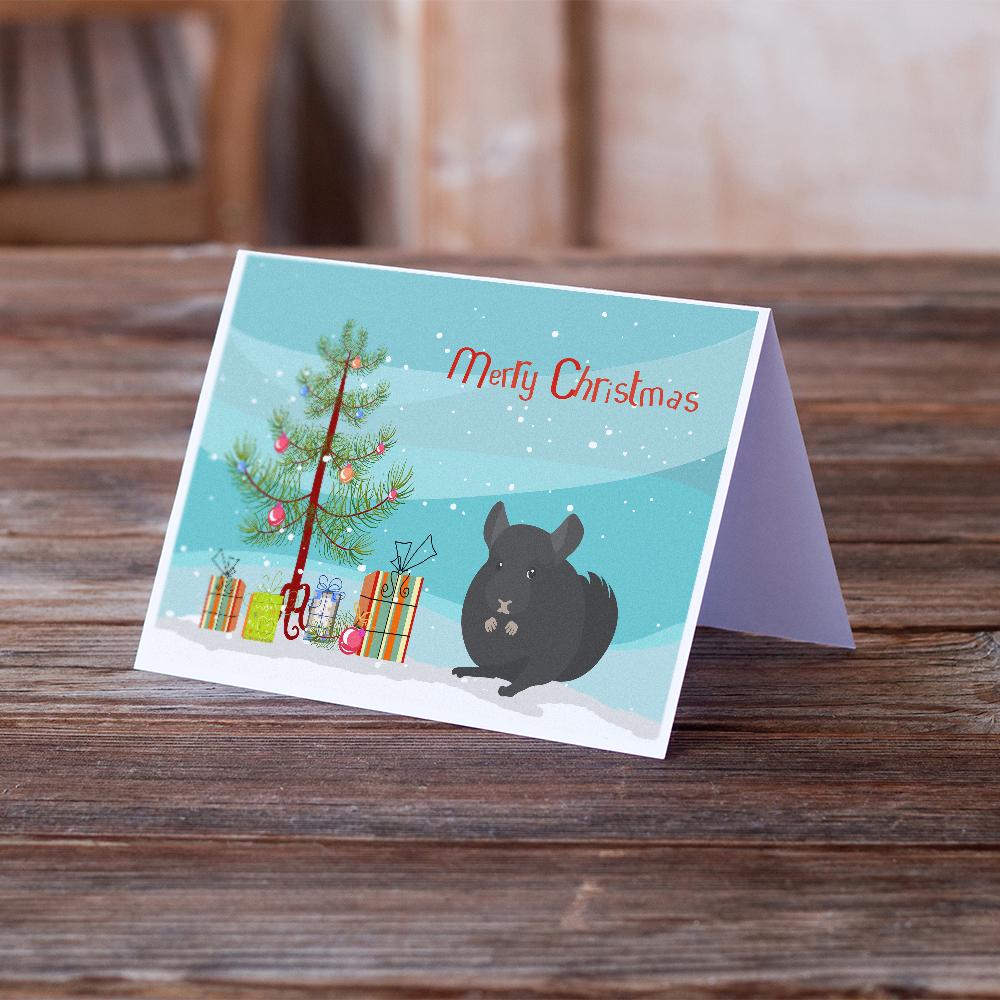 Charcoal Chinchilla Merry Christmas Greeting Cards Pack of 8 Blank Cards with Envelopes Whimsical A7 Size 5x7