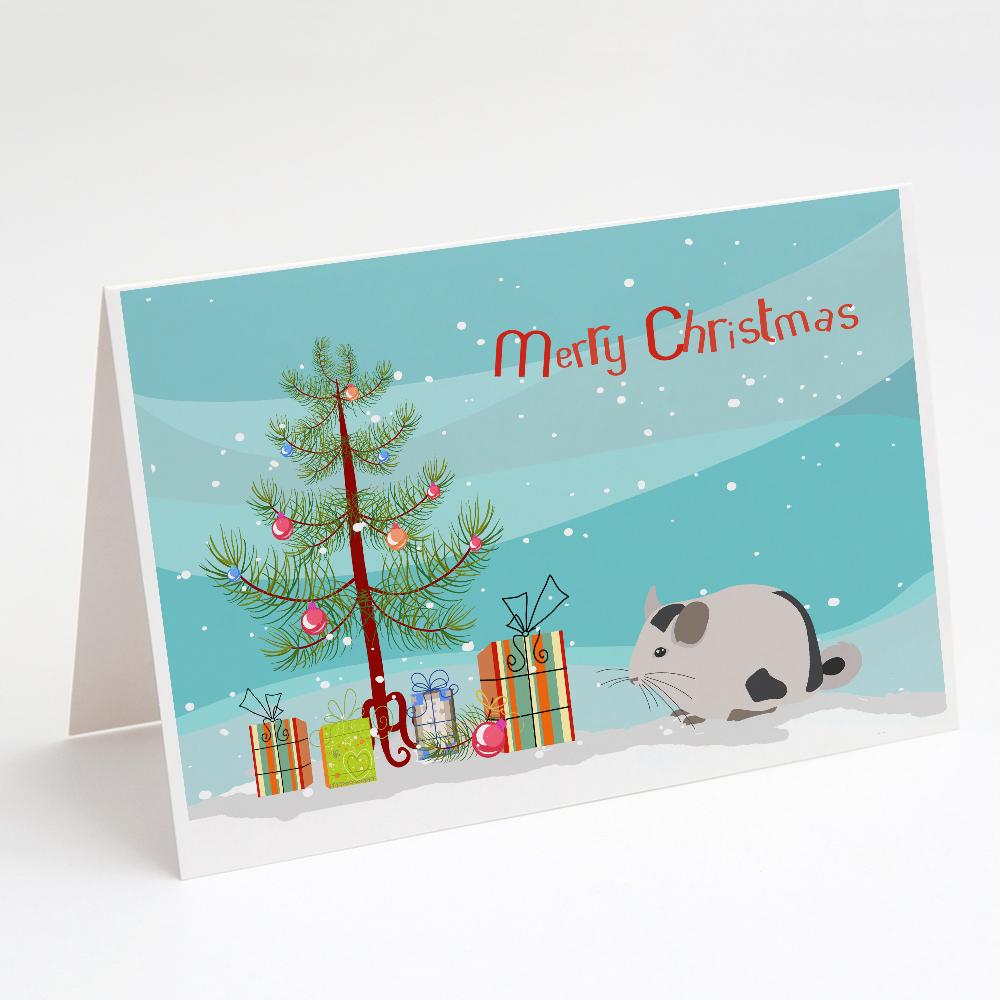 Mosaic Chinchilla Merry Christmas Greeting Cards Pack of 8 Blank Cards with Envelopes Whimsical A7 Size 5x7