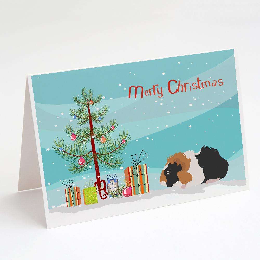 Abyssinian Guinea Pig Merry Christmas Greeting Cards Pack of 8 Blank Cards with Envelopes Whimsical A7 Size 5x7