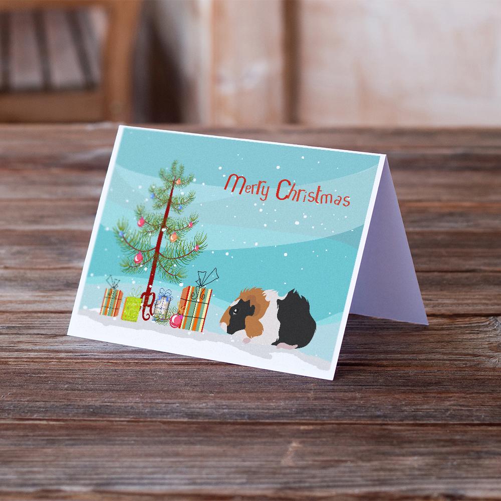 Abyssinian Guinea Pig Merry Christmas Greeting Cards Pack of 8 Blank Cards with Envelopes Whimsical A7 Size 5x7
