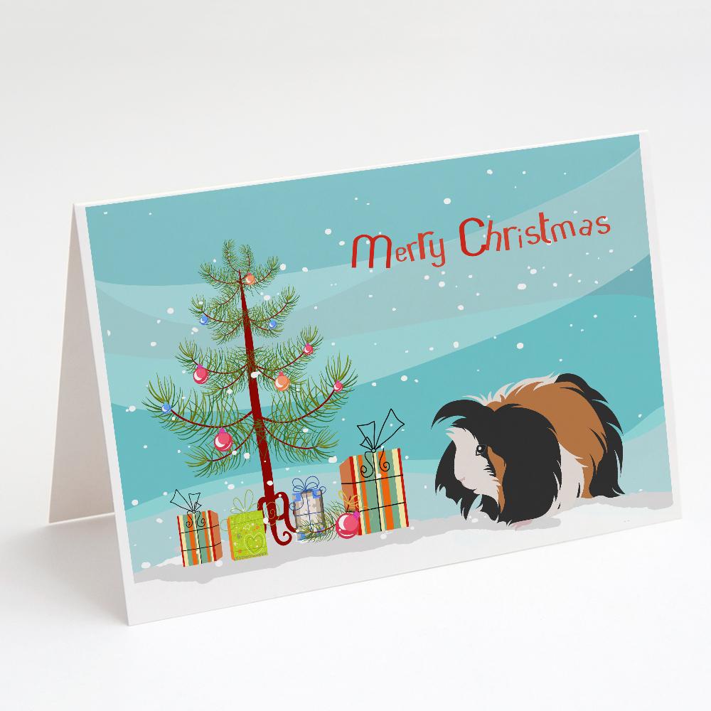 Sheba Guinea Pig Merry Christmas Greeting Cards Pack of 8 Blank Cards with Envelopes Whimsical A7 Size 5x7