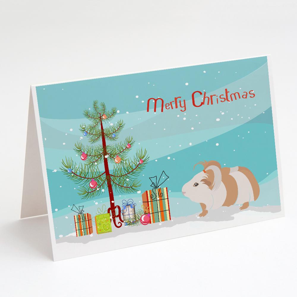 Silkie Guinea Pig Merry Christmas Greeting Cards Pack of 8 Blank Cards with Envelopes Whimsical A7 Size 5x7