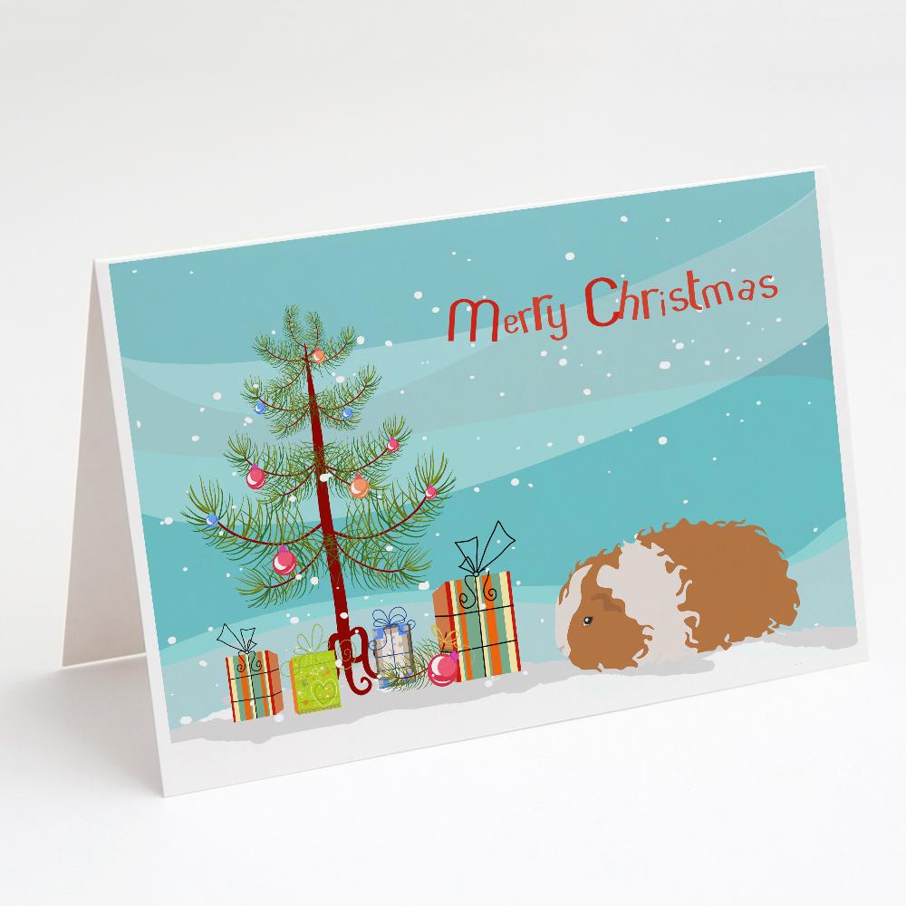 Texel Guinea Pig Merry Christmas Greeting Cards Pack of 8 Blank Cards with Envelopes Whimsical A7 Size 5x7