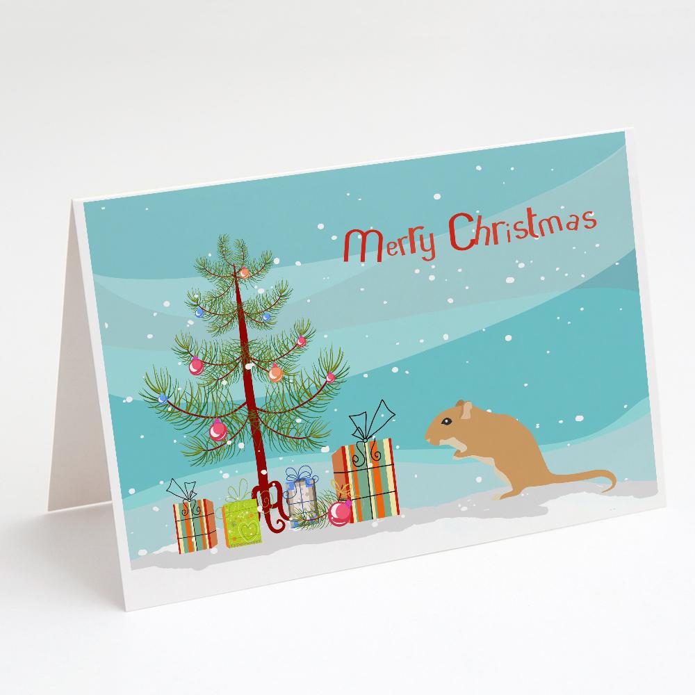 Gerbil Mouse Merry Christmas Greeting Cards Pack of 8 Blank Cards with Envelopes Whimsical A7 Size 5x7