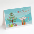 White Domestic Mouse Merry Christmas Greeting Cards Pack of 8 Blank Cards with Envelopes Whimsical A7 Size 5x7