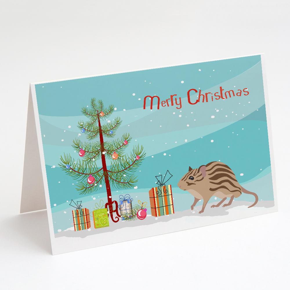 Zebra Mouse Merry Christmas Greeting Cards Pack of 8 Blank Cards with Envelopes Whimsical A7 Size 5x7