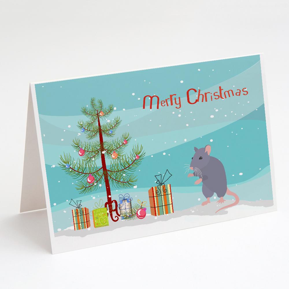 Blue Rat Merry Christmas Greeting Cards Pack of 8 Blank Cards with Envelopes Whimsical A7 Size 5x7