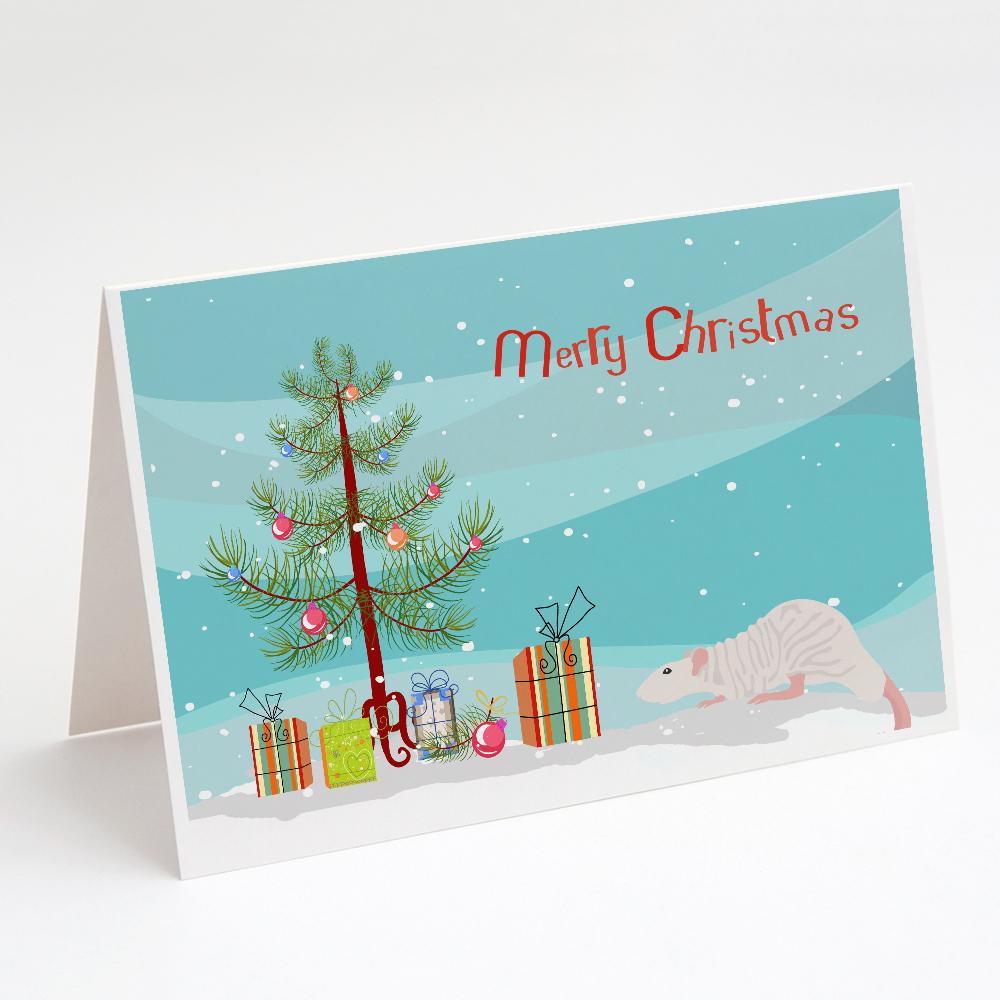 Dumbo Sphynx Rat Merry Christmas Greeting Cards Pack of 8 Blank Cards with Envelopes Whimsical A7 Size 5x7