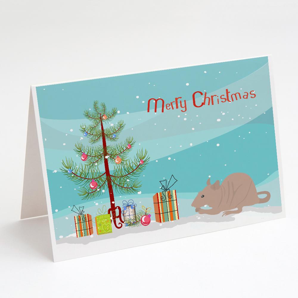 Fuzz Rat Merry Christmas Greeting Cards Pack of 8 Blank Cards with Envelopes Whimsical A7 Size 5x7