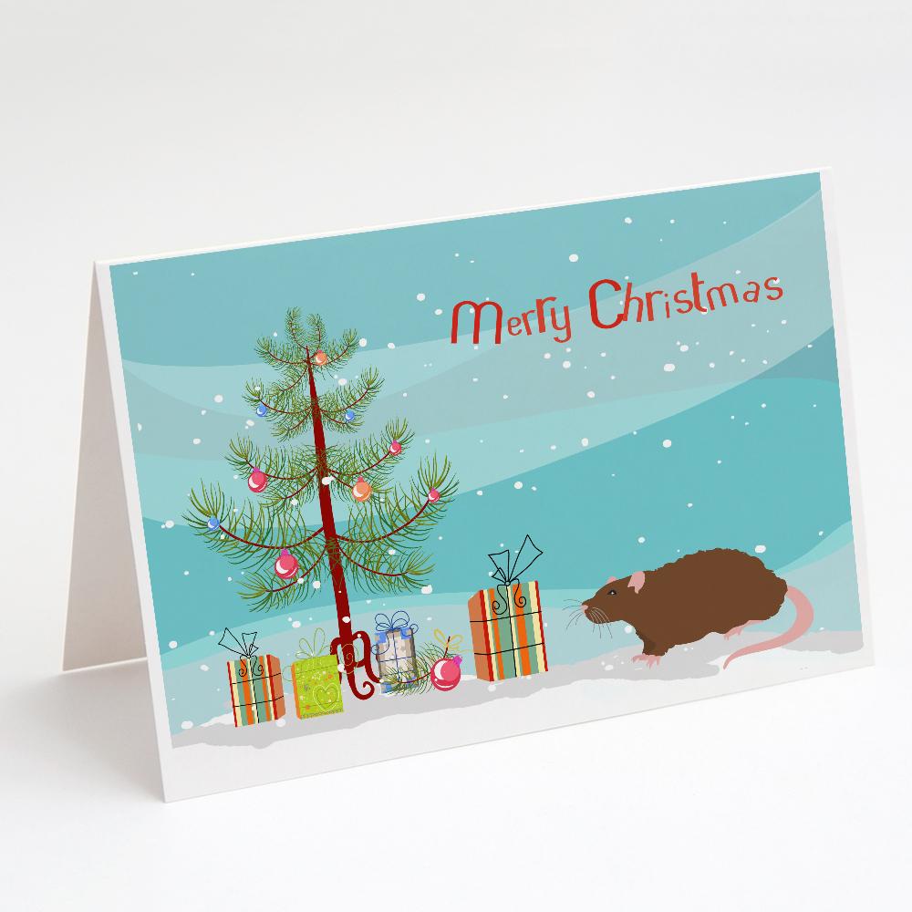 Rex Rat Merry Christmas Greeting Cards Pack of 8 Blank Cards with Envelopes Whimsical A7 Size 5x7