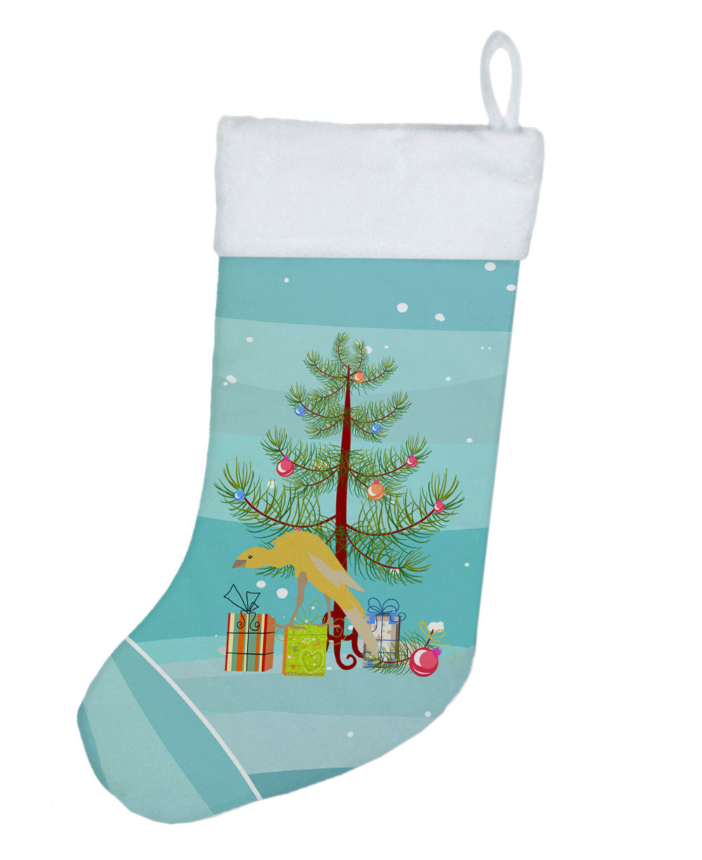 Belgian Hunchback Canary Merry Christmas Holiday Stocking Double-Sided Print, Polyester Suede,11x18, Made in USA
