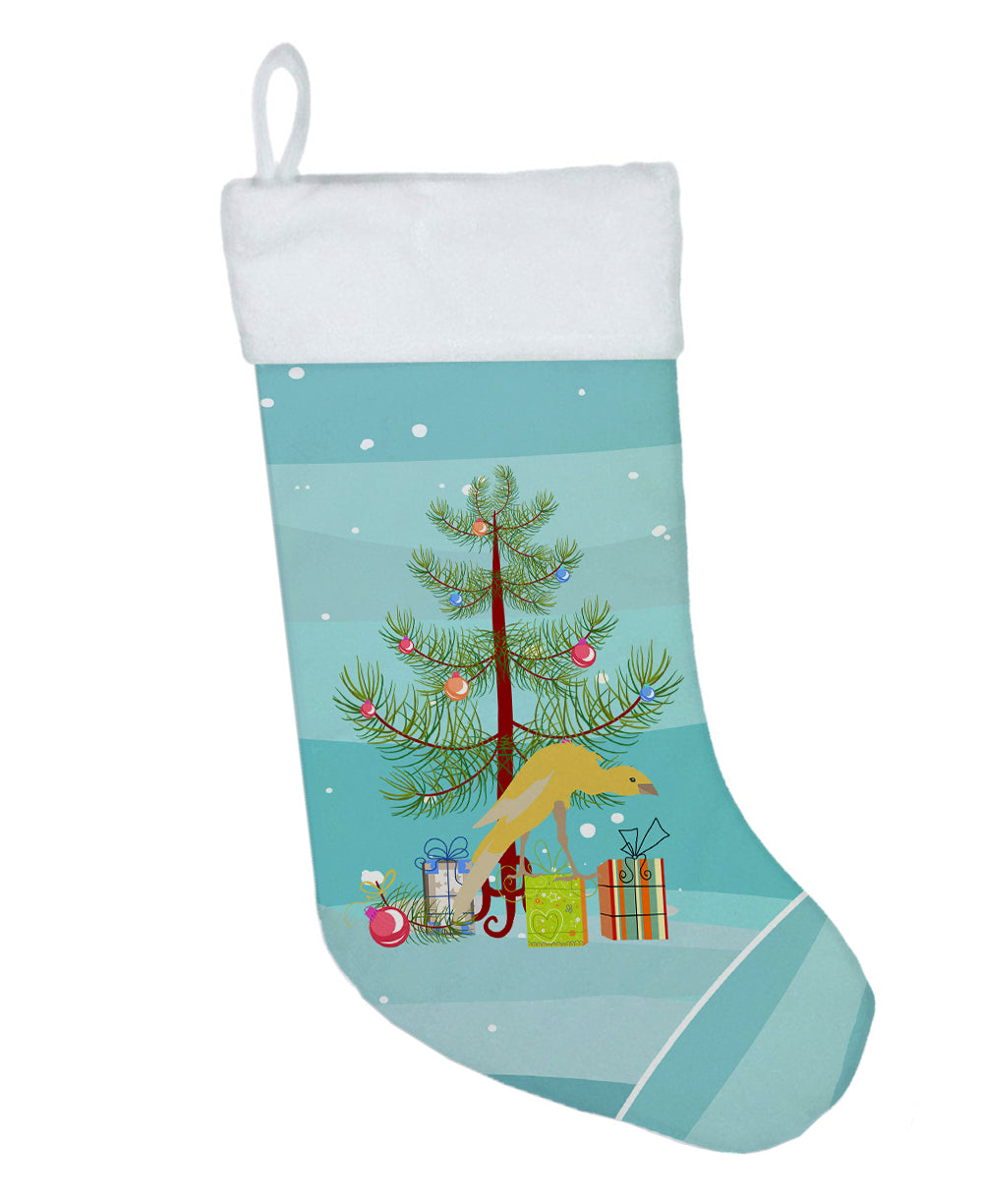 Belgian Hunchback Canary Merry Christmas Holiday Stocking Double-Sided Print, Polyester Suede,11x18, Made in USA