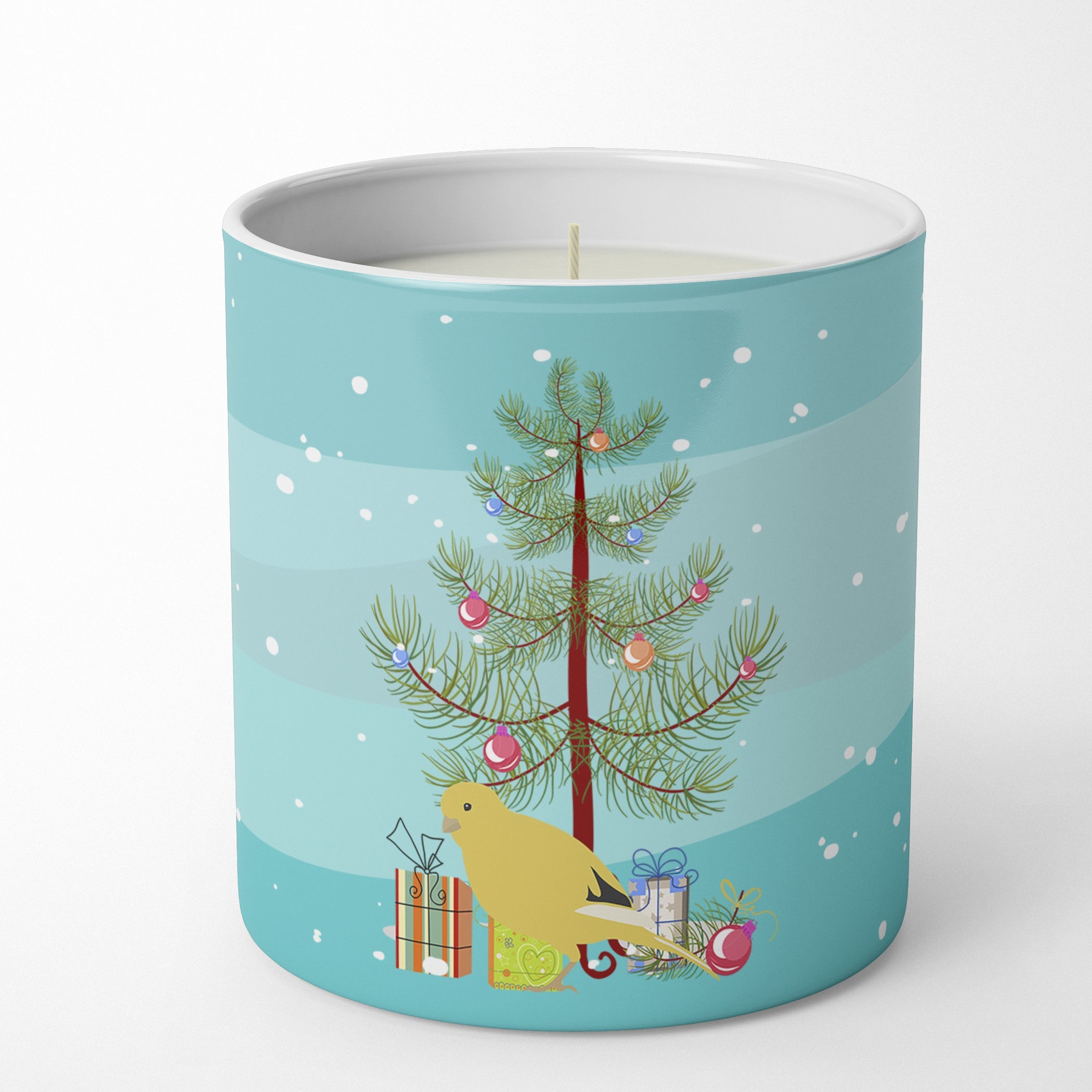 Border Canary Merry Christmas Decorative Soy Candle Nature Soy Wax Essential Oil Home Decor Ideal for Bedroom Kitchen Bath Office Gift, 10 oz
