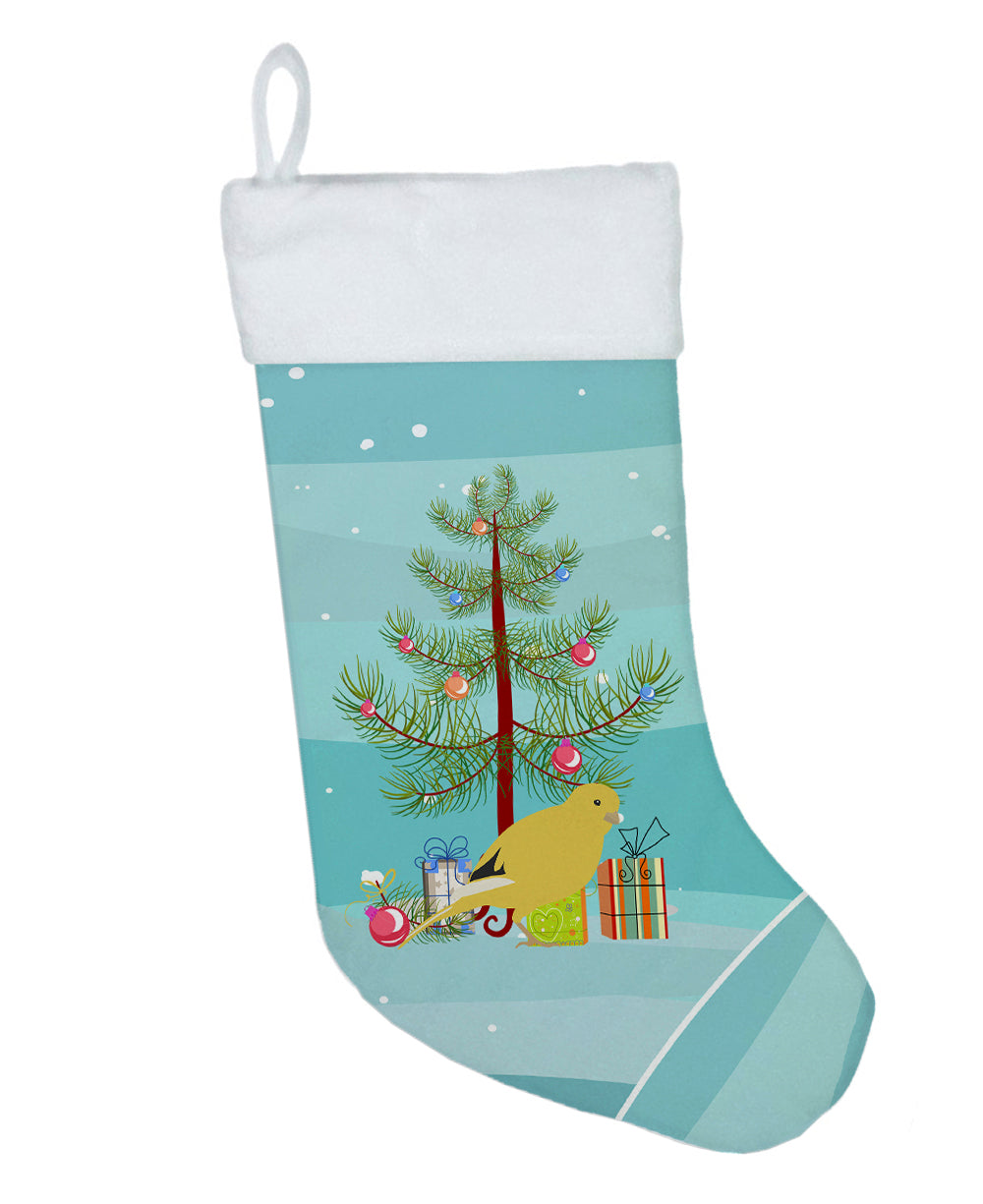 Border Canary Merry Christmas Holiday Stocking Double-Sided Print, Polyester Suede,11x18, Made in USA