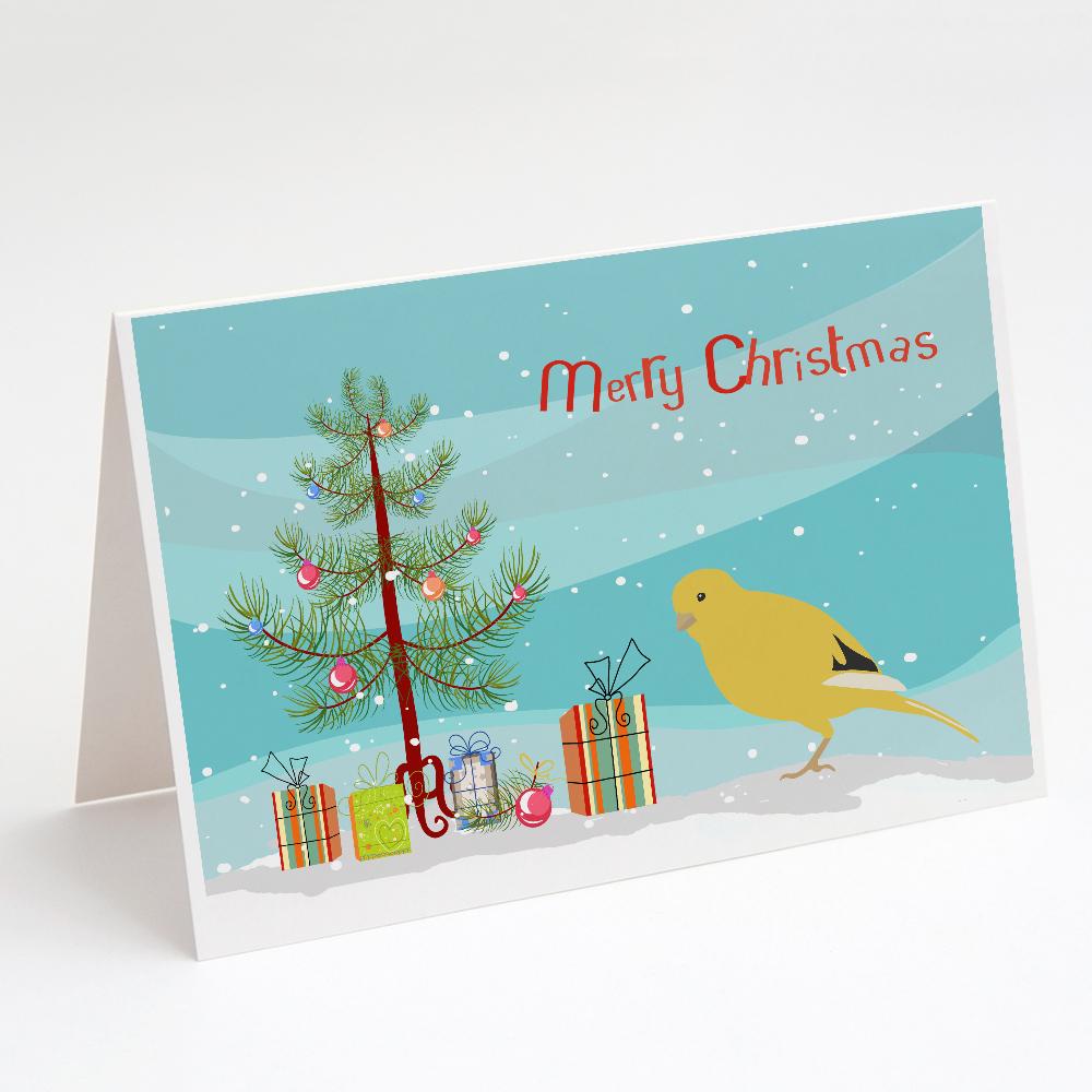 Border Canary Merry Christmas Greeting Cards Pack of 8 Blank Cards with Envelopes Whimsical A7 Size 5x7