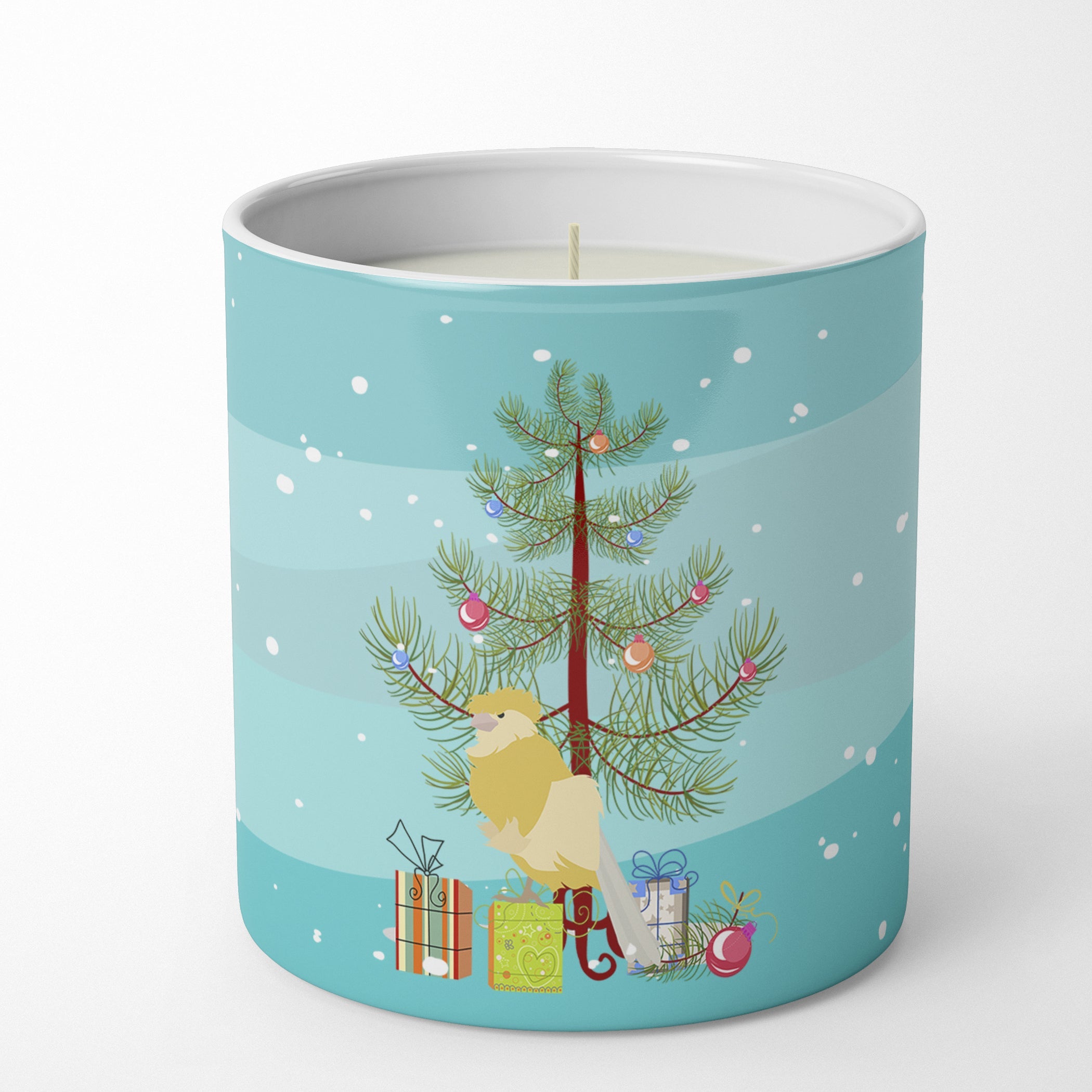French Curly Canary Merry Christmas Decorative Soy Candle Nature Soy Wax Essential Oil Home Decor Ideal for Bedroom Kitchen Bath Office Gift, 10 oz