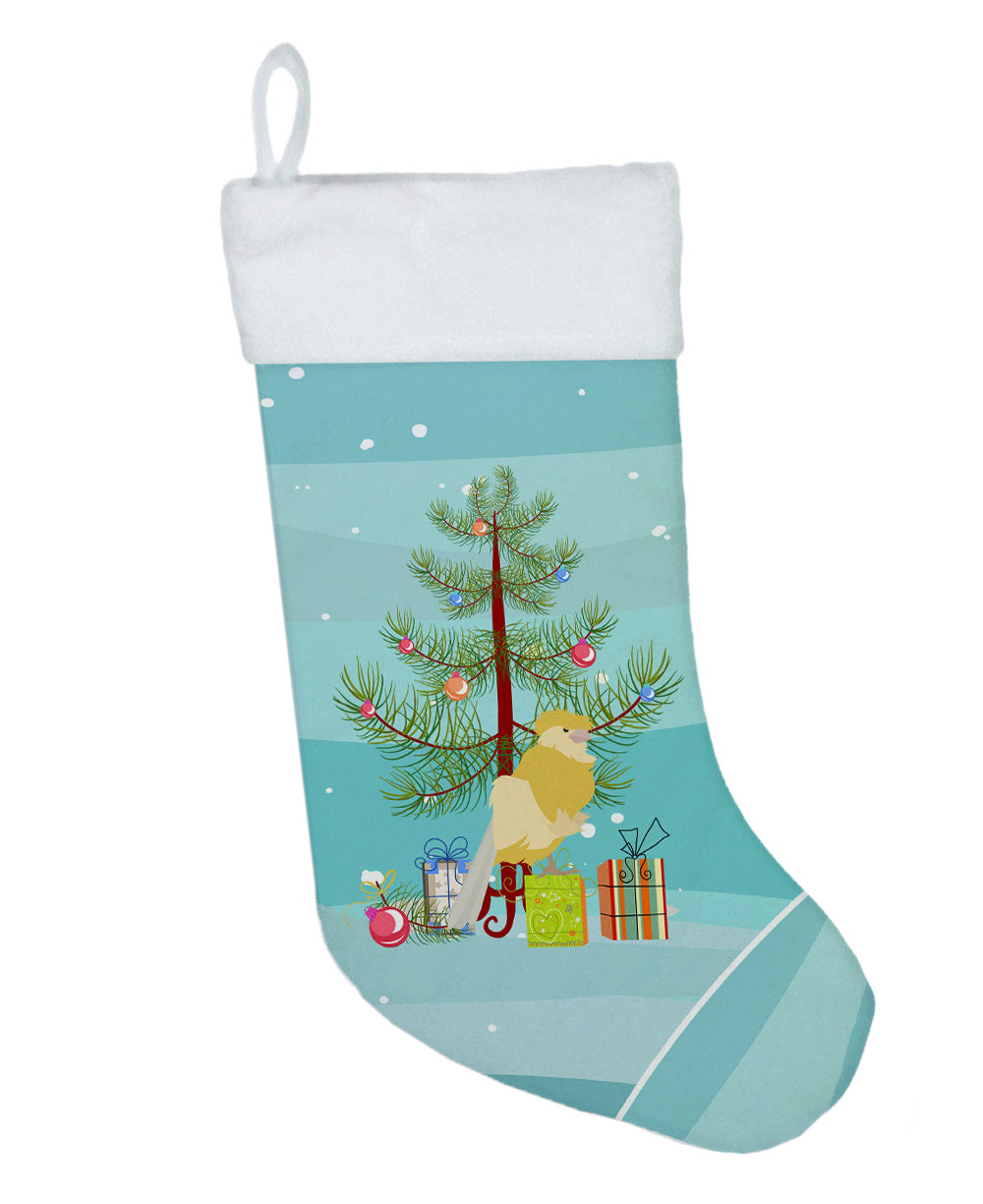 French Curly Canary Merry Christmas Holiday Stocking Double-Sided Print, Polyester Suede,11x18, Made in USA
