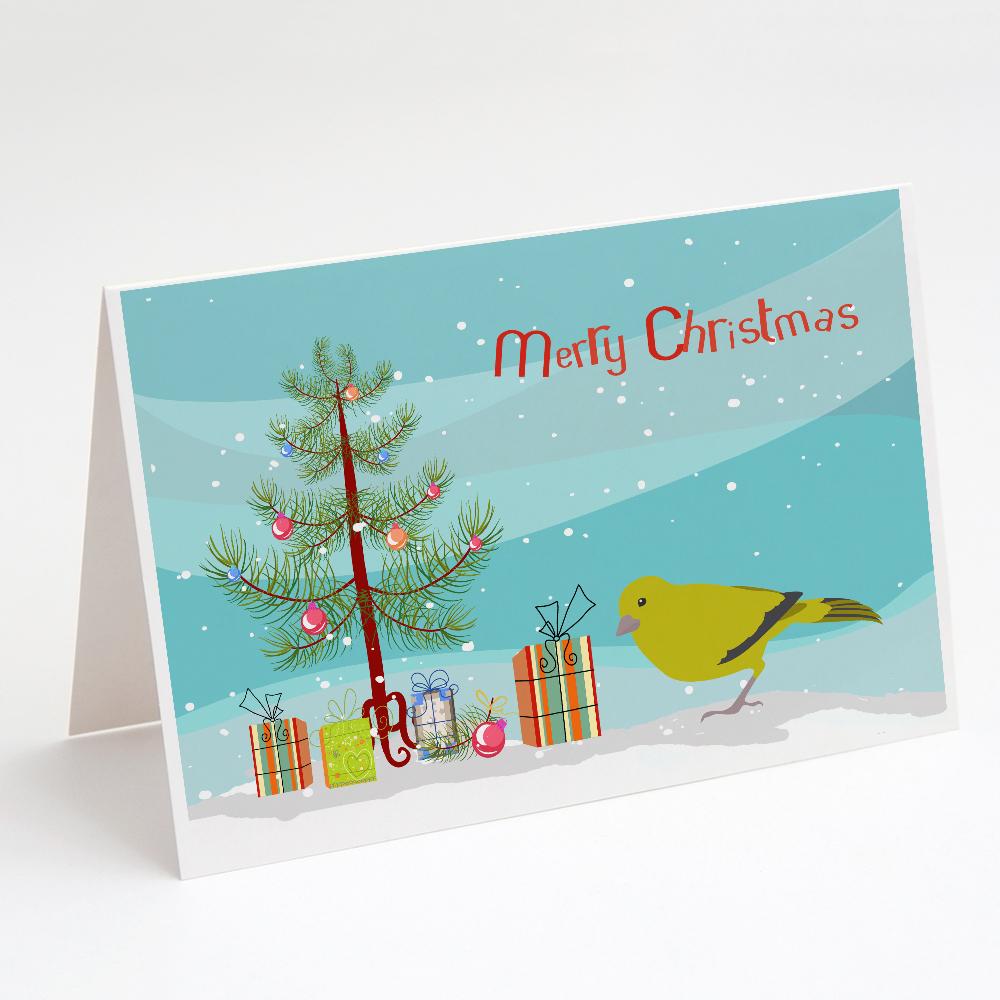 London Canary Merry Christmas Greeting Cards Pack of 8 Blank Cards with Envelopes Whimsical A7 Size 5x7