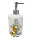 Norwich Canary Merry Christmas Ceramic Soap Dispenser , Empty Refillable Hand Soap Pump Bottle for Bathroom Kitchen