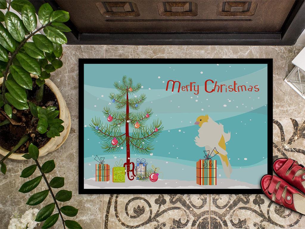 Parisian Trumpeter Canary Merry Christmas Doormat Indoor Outdoor 24H X 36W Front Door Mat Rugs for Entryway, Non Slip Washable Low Pile,