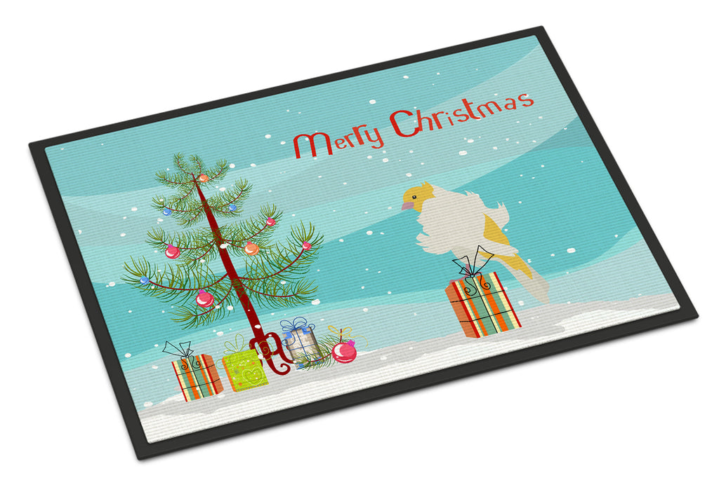 Parisian Trumpeter Canary Merry Christmas Doormat Indoor Outdoor 18H X 27W Front Door Mat Rugs for Entryway, Non Slip Washable