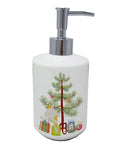 Parisian Trumpeter Canary Merry Christmas Ceramic Soap Dispenser , Empty Refillable Hand Soap Pump Bottle for Bathroom Kitchen