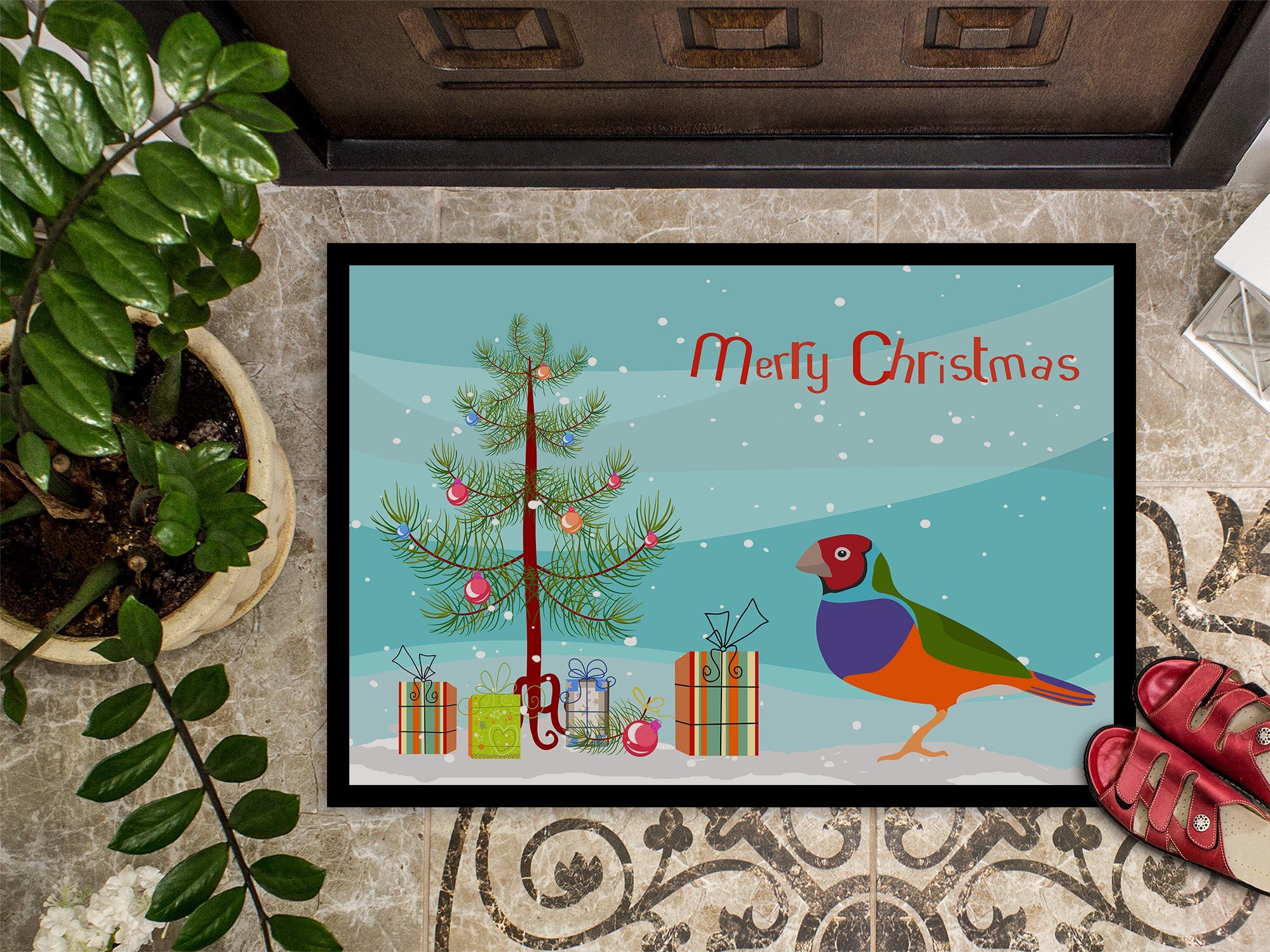 Amadina Merry Christmas Doormat Indoor Outdoor 18H X 27W Front Door Mat Rugs for Entryway, Non Slip Washable