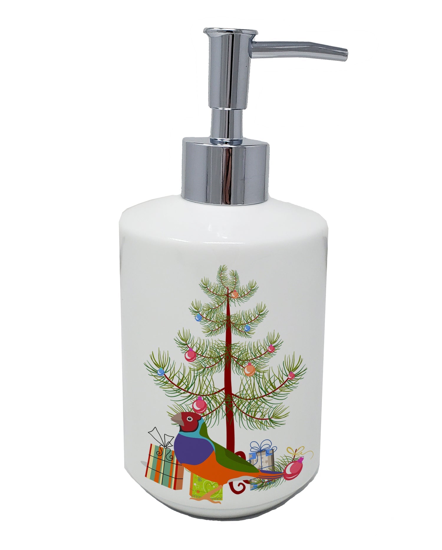 Amadina Merry Christmas Ceramic Soap Dispenser , Empty Refillable Hand Soap Pump Bottle for Bathroom Kitchen