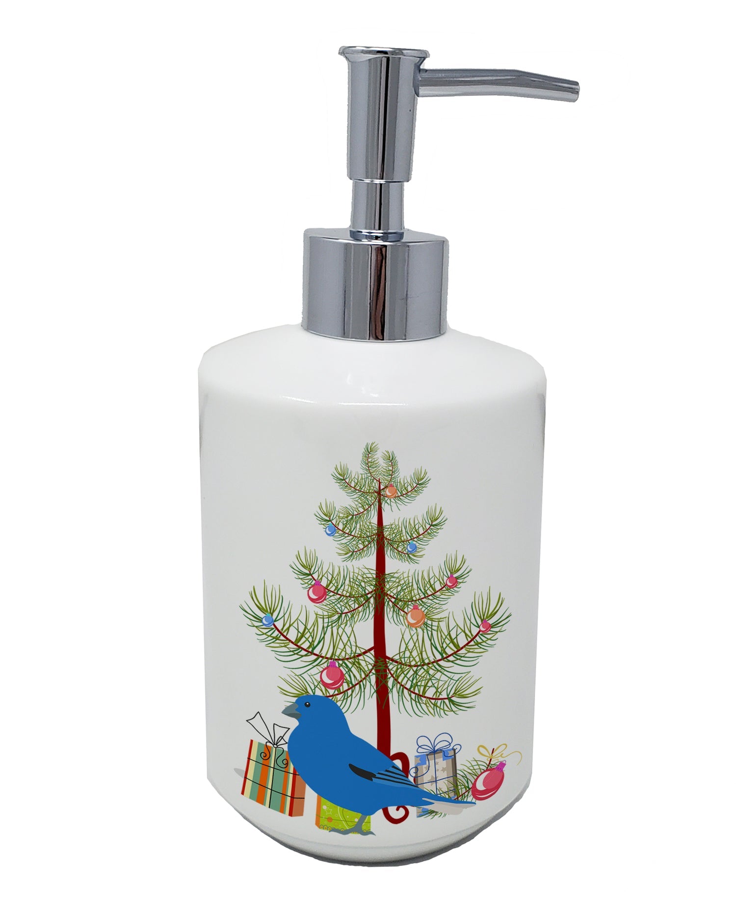 Bunting Merry Christmas Ceramic Soap Dispenser , Empty Refillable Hand Soap Pump Bottle for Bathroom Kitchen