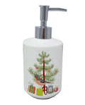 Finch Merry Christmas Ceramic Soap Dispenser , Empty Refillable Hand Soap Pump Bottle for Bathroom Kitchen