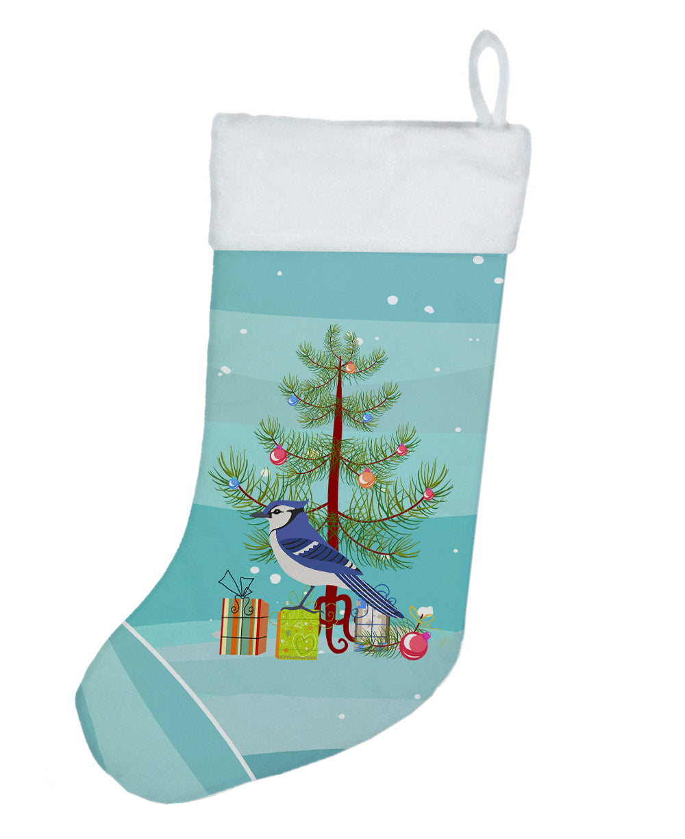 Jay Bird Merry Christmas Holiday Stocking Double-Sided Print, Polyester Suede,11x18, Made in USA
