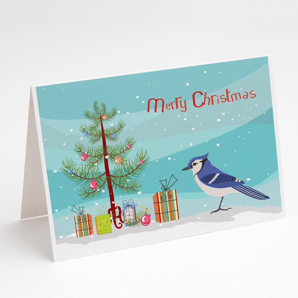 Jay Bird Merry Christmas Greeting Cards Pack of 8 Blank Cards with Envelopes Whimsical A7 Size 5x7