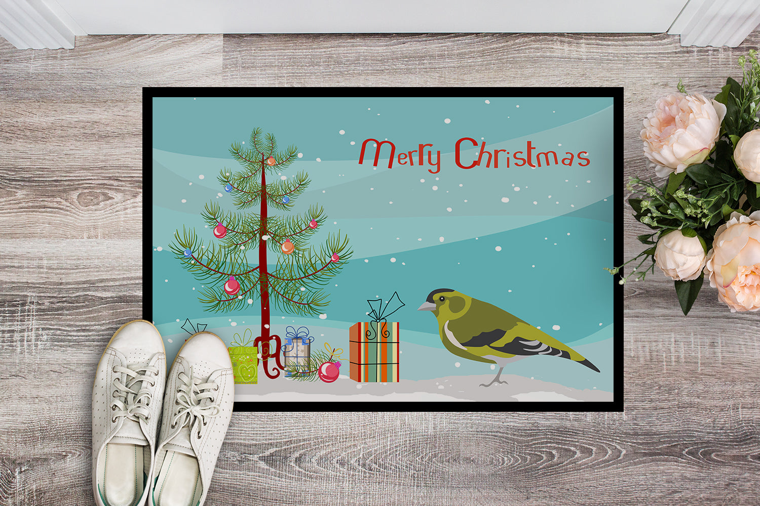 Siskin Merry Christmas Doormat Indoor Outdoor 24H X 36W Front Door Mat Rugs for Entryway, Non Slip Washable Low Pile,