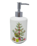 Siskin Merry Christmas Ceramic Soap Dispenser , Empty Refillable Hand Soap Pump Bottle for Bathroom Kitchen