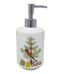 Thrush Merry Christmas Ceramic Soap Dispenser , Empty Refillable Hand Soap Pump Bottle for Bathroom Kitchen