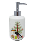 Toucan Merry Christmas Ceramic Soap Dispenser , Empty Refillable Hand Soap Pump Bottle for Bathroom Kitchen
