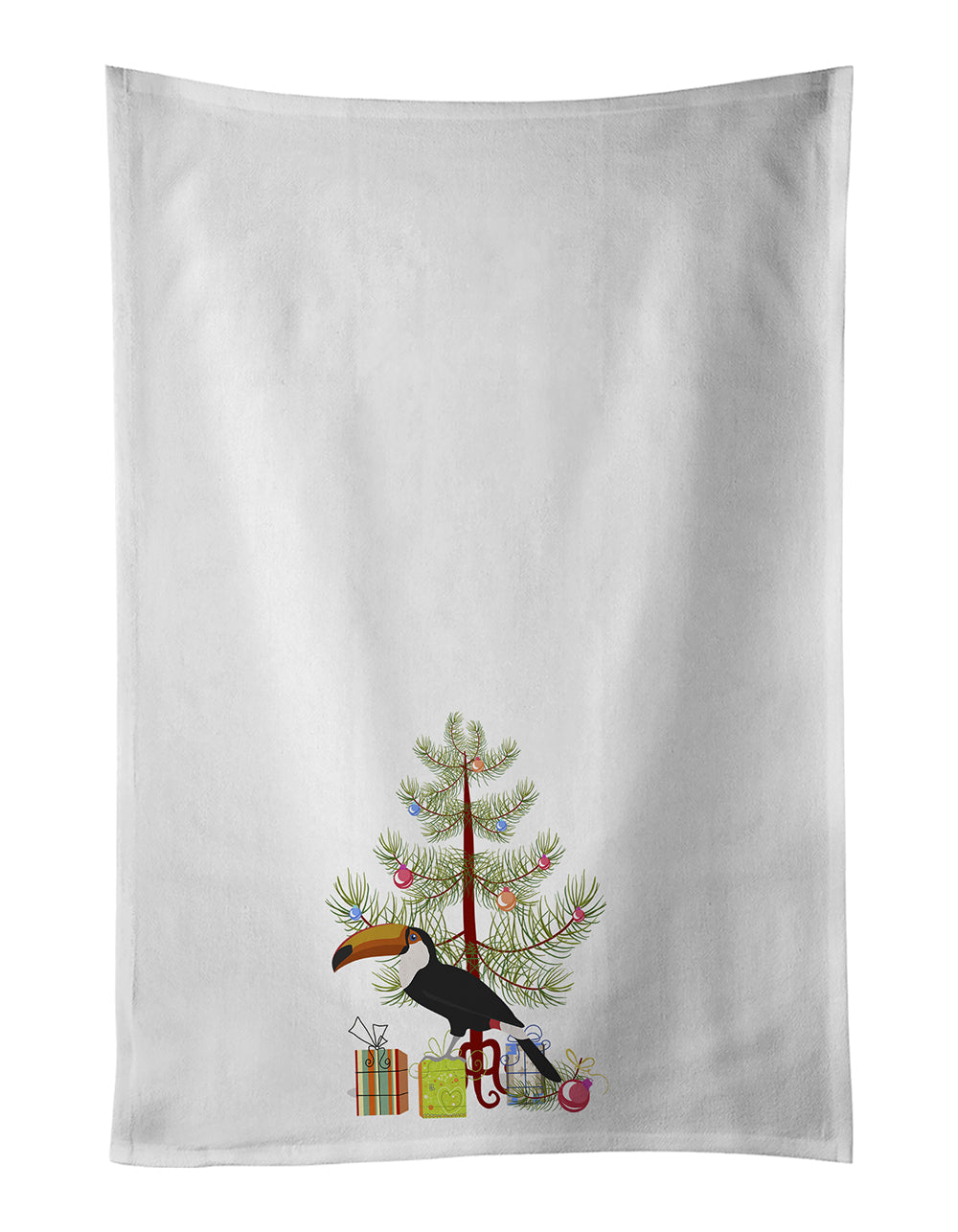 Toucan Merry Christmas Kitchen Towel Set of 2 White Dish Towels Decorative Bathroom Hand towel for Hand, Face, Hair, Yoga, Tea, Dishcloth, 19 X 28", White