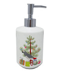 African Grey Parrot Merry Christmas Ceramic Soap Dispenser , Empty Refillable Hand Soap Pump Bottle for Bathroom Kitchen