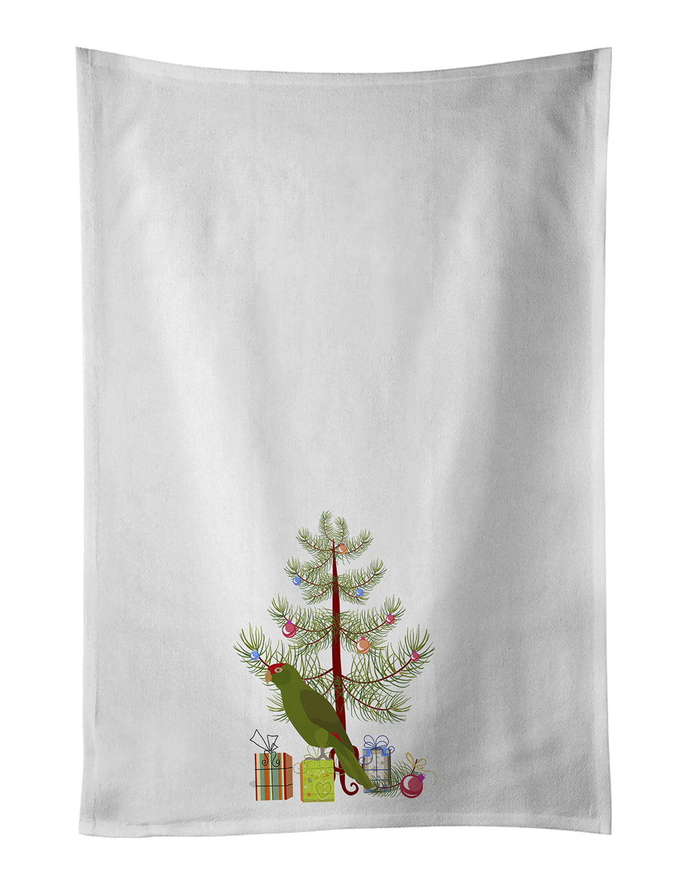 Amazon Parrot Merry Christmas Kitchen Towel Set of 2 White Dish Towels Decorative Bathroom Hand towel for Hand, Face, Hair, Yoga, Tea, Dishcloth, 19 X 28", White
