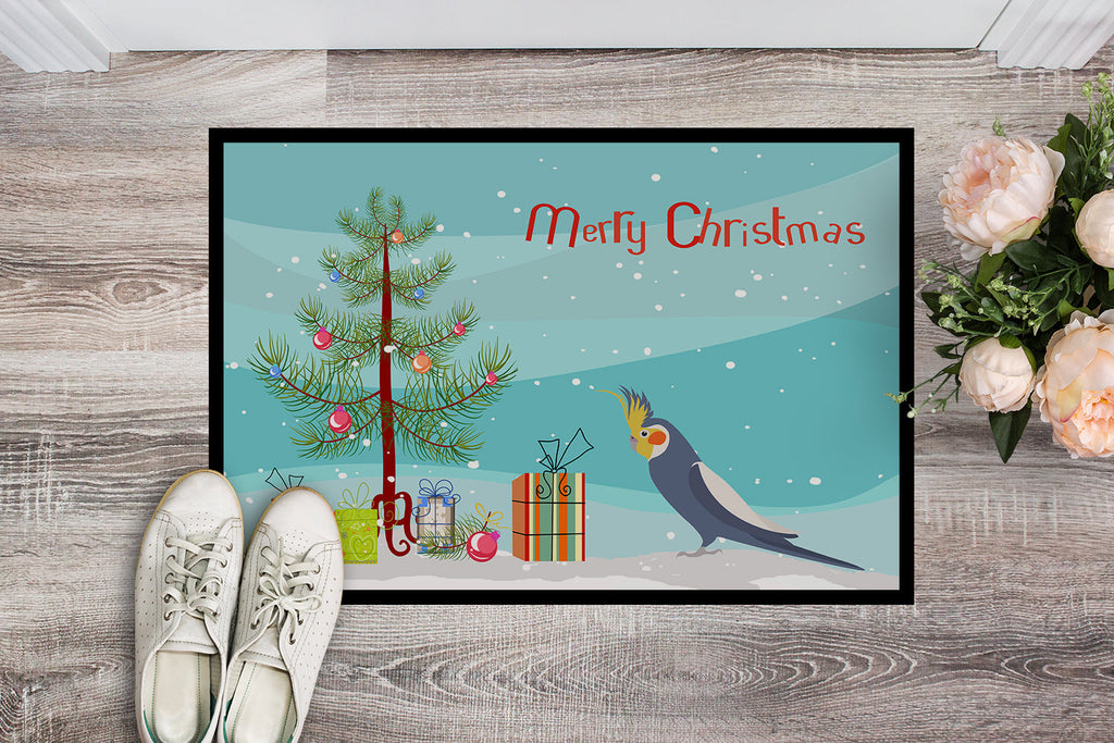 Cockatiel Merry Christmas Doormat Indoor Outdoor 24H X 36W Front Door Mat Rugs for Entryway, Non Slip Washable Low Pile,