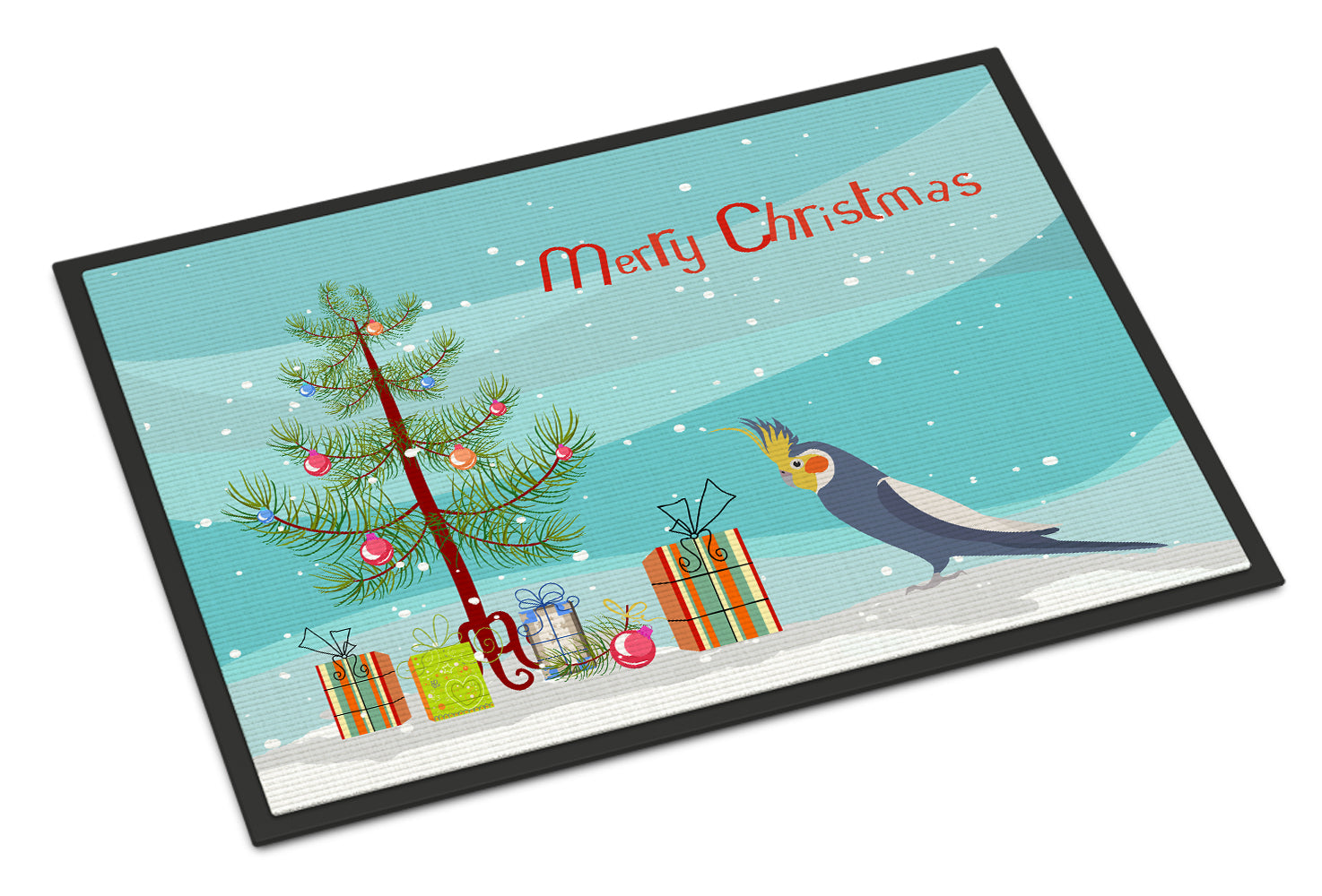 Cockatiel Merry Christmas Doormat Indoor Outdoor 18H X 27W Front Door Mat Rugs for Entryway, Non Slip Washable