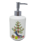 Cockatiel Merry Christmas Ceramic Soap Dispenser , Empty Refillable Hand Soap Pump Bottle for Bathroom Kitchen