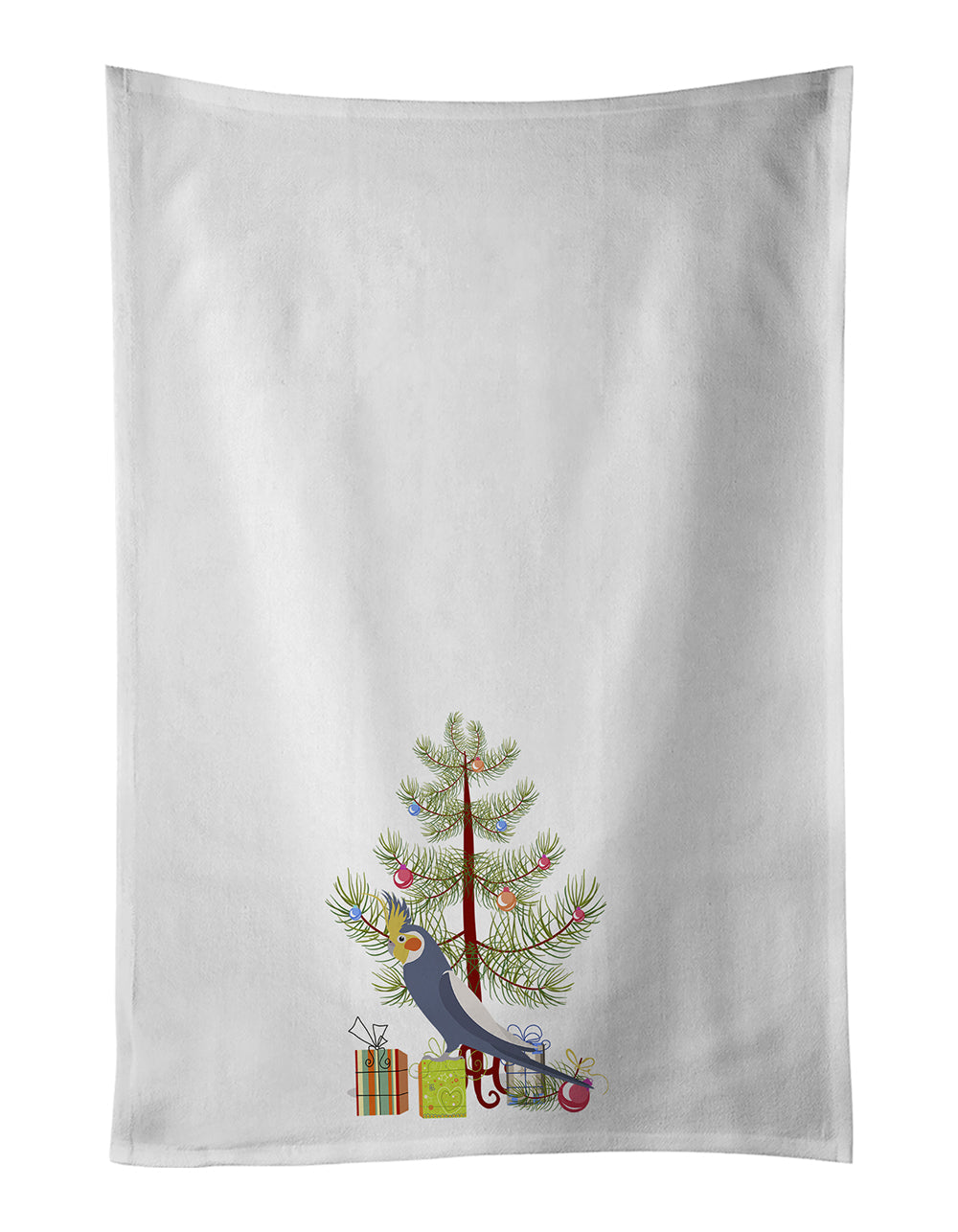 Cockatiel Merry Christmas Kitchen Towel Set of 2 White Dish Towels Decorative Bathroom Hand towel for Hand, Face, Hair, Yoga, Tea, Dishcloth, 19 X 28", White