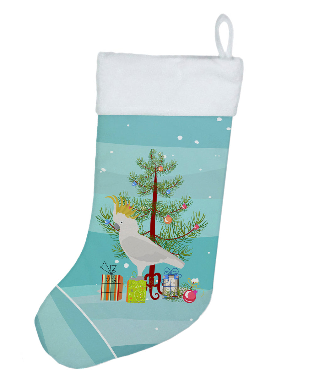 Cockatoo Merry Christmas Holiday Stocking Double-Sided Print, Polyester Suede,11x18, Made in USA