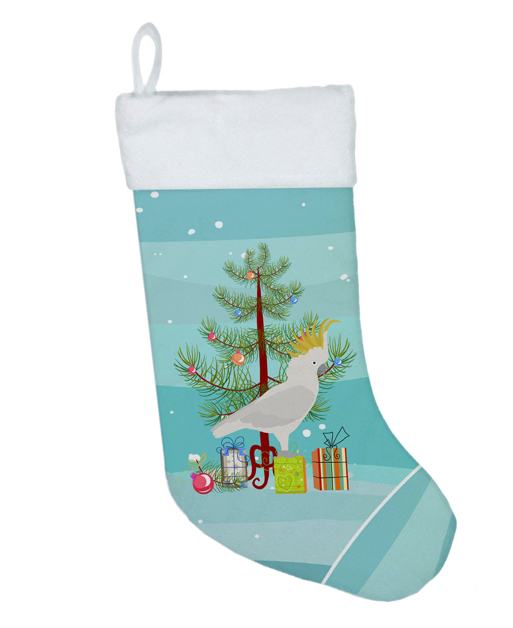 Cockatoo Merry Christmas Holiday Stocking Double-Sided Print, Polyester Suede,11x18, Made in USA