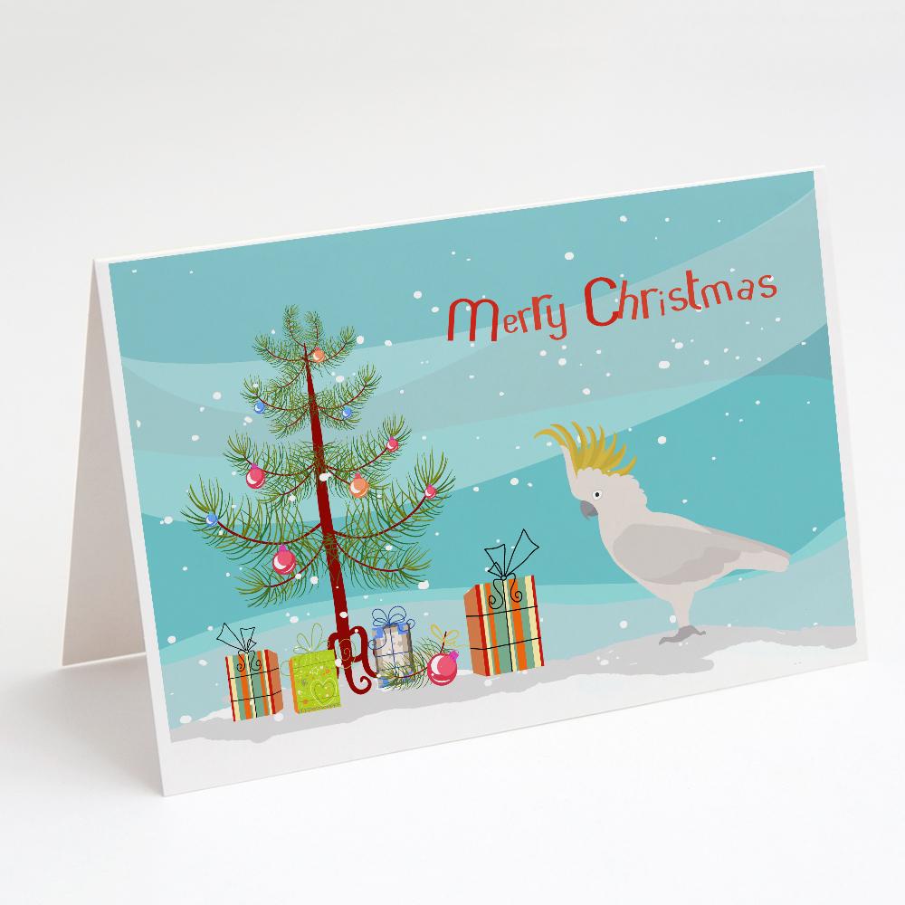 Cockatoo Merry Christmas Greeting Cards Pack of 8 Blank Cards with Envelopes Whimsical A7 Size 5x7