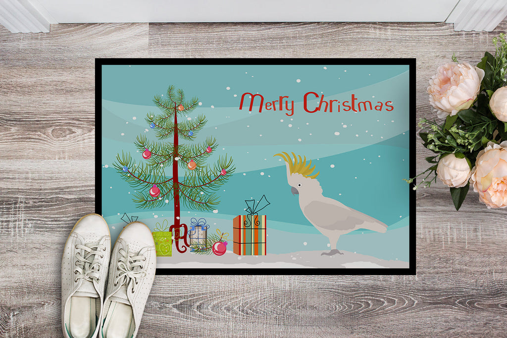 Cockatoo Merry Christmas Doormat Indoor Outdoor 24H X 36W Front Door Mat Rugs for Entryway, Non Slip Washable Low Pile,