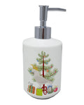 Cockatoo Merry Christmas Ceramic Soap Dispenser , Empty Refillable Hand Soap Pump Bottle for Bathroom Kitchen