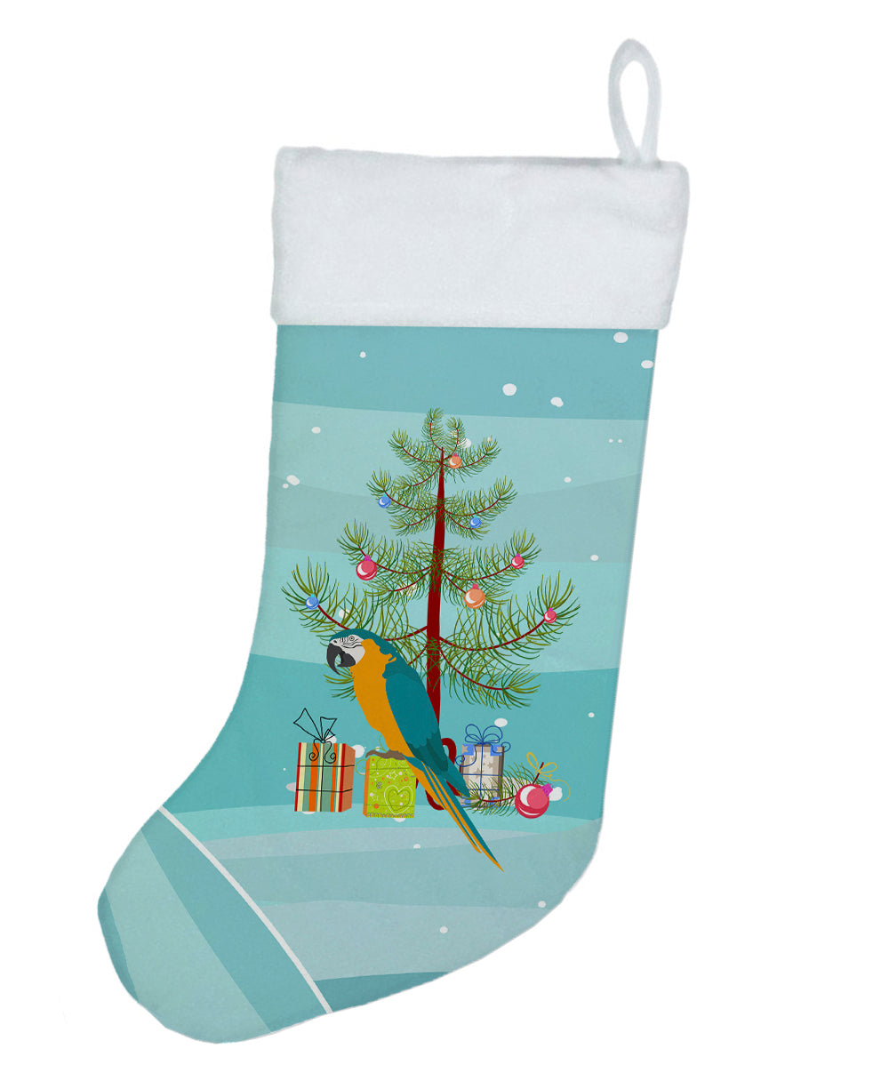 Macaw Merry Christmas Holiday Stocking Double-Sided Print, Polyester Suede,11x18, Made in USA